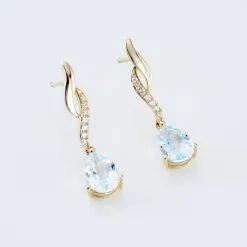 Histoire D'Or Boucles D'oreilles Pendantes Or Jaune Assaf Topaze -Boucles d'oreilles pendantes Soldes Boutique B3OFJT4001 view2