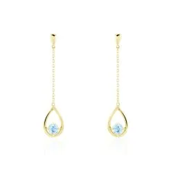 Histoire D'Or Boucles D'oreilles Pendantes Or Jaune Ossian Topaze