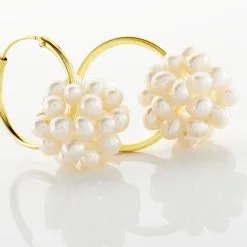 Histoire D'Or Créoles Adon Semi-baroques Or Jaune Perle De Culture -Boucles d'oreilles pendantes Soldes Boutique B3OFJU2012 view2