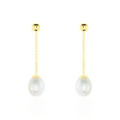 Histoire D'Or Boucles D'oreilles Pendantes Valera Or Jaune Perle De Culture