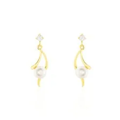Histoire D'Or Boucles D'oreilles Pendantes Orientale Or Jaune Perle De Culture