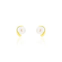 Histoire D'Or Boucles D'oreilles Puces Odelle Or Jaune Perle De Culture
