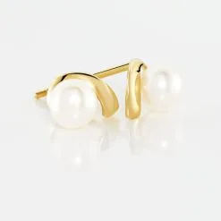 Histoire D'Or Boucles D'oreilles Puces Odelle Or Jaune Perle De Culture -Boucles d'oreilles pendantes Soldes Boutique B3OFJU2226 view2