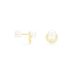 Histoire D'Or Boucles D'oreilles Puces Aloys Or Jaune Perle De Culture -Boucles d'oreilles pendantes Soldes Boutique B3OFJU2244 view1