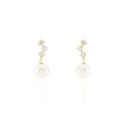 Histoire D'Or Boucles D'oreilles Pendantes Taiss Or Jaune Perle De Culture