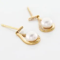 Histoire D'Or Boucles D'oreilles Pendantes Helin Or Jaune Perle De Culture Et Oxyde -Boucles d'oreilles pendantes Soldes Boutique B3OFJU2286 view2