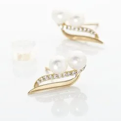 Histoire D'Or Boucles D'oreilles Puces Loeva Or Jaune Perle De Culture Et Oxyde -Boucles d'oreilles pendantes Soldes Boutique B3OFJU2301 view2