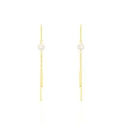 Histoire D'Or Boucles D'oreilles Pendantes Salman Or Jaune Perle De Culture