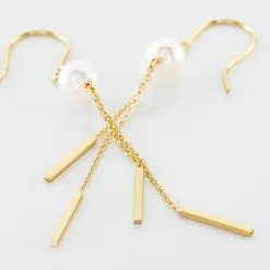 Histoire D'Or Boucles D'oreilles Pendantes Salman Or Jaune Perle De Culture -Boucles d'oreilles pendantes Soldes Boutique B3OFJU2311 view2