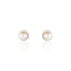 Histoire D'Or Boucles D'oreilles Puces Suki Rondes Nacres Or Jaune Perle De Culture