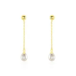 Histoire D'Or Boucles D'oreilles Pendantes Adriette Or Jaune Perle De Culture