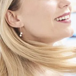 Histoire D'Or Boucles D'oreilles Pendantes Carrine 2 Fils Or Jaune Perle De Culture -Boucles d'oreilles pendantes Soldes Boutique B3OFJU2354 model1