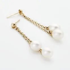 Histoire D'Or Boucles D'oreilles Pendantes Carrine 2 Fils Or Jaune Perle De Culture -Boucles d'oreilles pendantes Soldes Boutique B3OFJU2354 view2