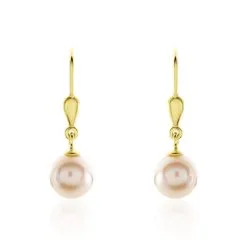 Histoire D'Or Boucles D'oreilles Pendantes Cecilius Or Jaune Perle De Culture