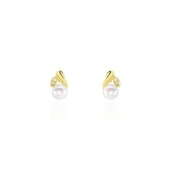 Histoire D'Or Boucles D'oreilles Puces Astragalus Or Jaune Perles De Culture