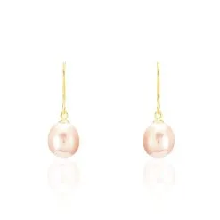 Histoire D'Or Boucles D'oreilles Pendantes Rose Or Jaune Perle De Culture