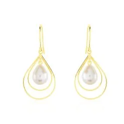 Histoire D'Or Boucles D'oreilles Pendantes Martyna Or Jaune Perle De Culture