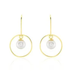 Histoire D'Or Boucles D'oreilles Pendantes Salvine Or Jaune Perle De Culture