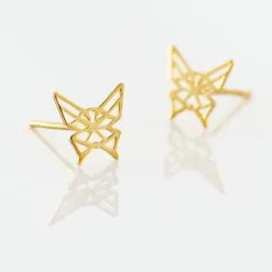 Histoire D'Or Boucles D'oreilles Puces Bartholomee Papillon Or Jaune -Boucles d'oreilles pendantes Soldes Boutique B3OFJW004J view2