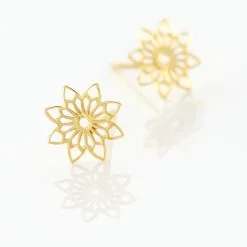 Histoire D'Or Boucles D'oreilles Puces Albiorica Or Jaune -Boucles d'oreilles pendantes Soldes Boutique B3OFJW004K view2
