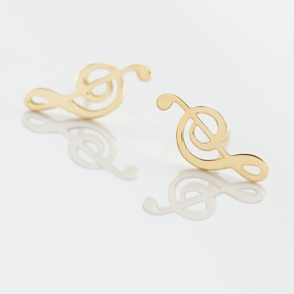 Histoire D'Or Boucles D'oreilles Puces Bayram Musique Or Jaune 3 Histoire D'Or Boucles D'oreilles Puces Bayram Musique Or Jaune – Image 3
