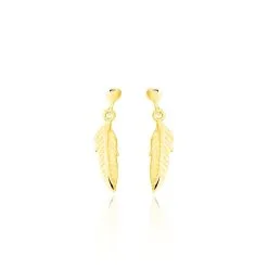 Histoire D'Or Boucles D'oreilles Pendantes Bartolomea Feuille Or Jaune
