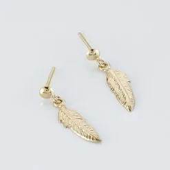 Histoire D'Or Boucles D'oreilles Pendantes Bartolomea Feuille Or Jaune -Boucles d'oreilles pendantes Soldes Boutique B3OFJW008X view2