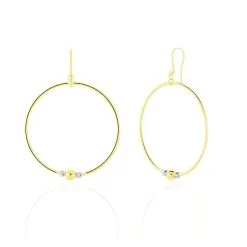 Histoire D'Or Créoles Rosa Billes Diamantees Or Jaune