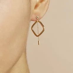 Histoire D'Or Créoles Elyette Carre Ajoure Or Jaune -Boucles d'oreilles pendantes Soldes Boutique B3OFJW00B2 model1