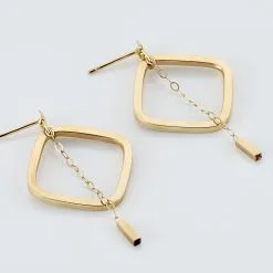 Histoire D'Or Créoles Elyette Carre Ajoure Or Jaune -Boucles d'oreilles pendantes Soldes Boutique B3OFJW00B2 view2