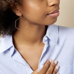 Histoire D'Or Créoles Roseane Hexagone Or Jaune -Boucles d'oreilles pendantes Soldes Boutique B3OFJW00B3 model0