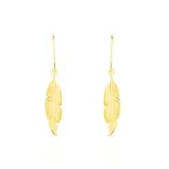 Histoire D'Or Boucles D'oreilles Pendantes Indian Nature Feuilles Or Jaune