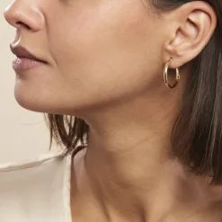 Histoire D'Or Créoles Shalana Lisses Demi Jonc Or Jaune -Boucles d'oreilles pendantes Soldes Boutique B3OFJW00HF model0