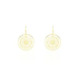 Histoire D'Or Boucles D'oreilles Pendantes Rosace Or Jaune