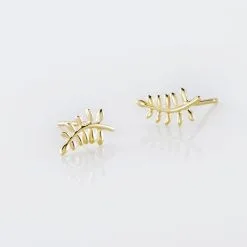 Histoire D'Or Boucles D'oreilles Puces Bartolomea Feuilles Or Jaune -Boucles d'oreilles pendantes Soldes Boutique B3OFJW0682 view2