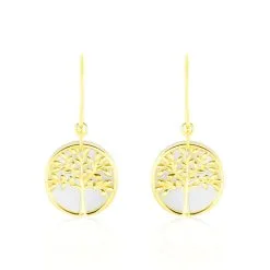 Histoire D'Or Boucles D'oreilles Pendantes Noamie Or Jaune Nacre