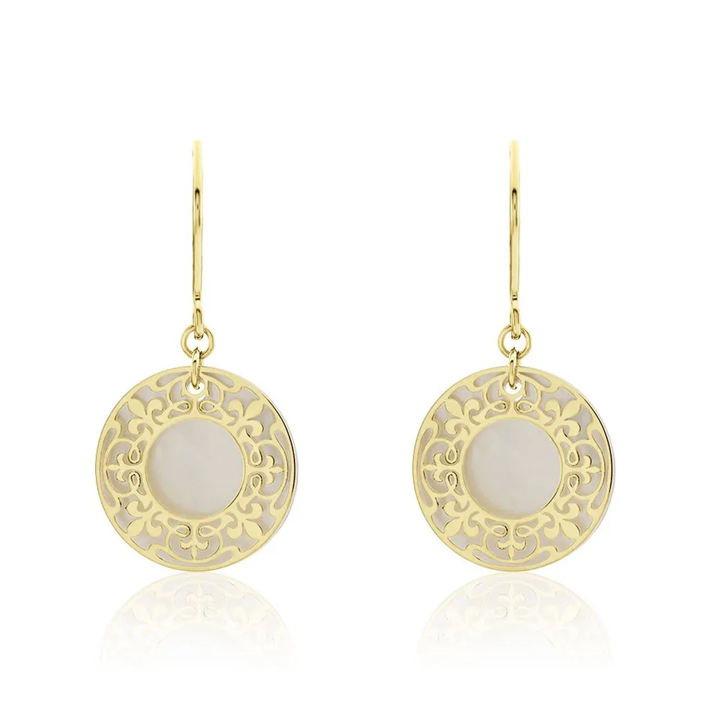 Histoire D'Or Boucles D'oreilles Pendantes Gisselle Or Jaune Nacre 1 Histoire D'Or Boucles D'oreilles Pendantes Gisselle Or Jaune Nacre