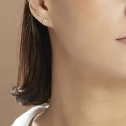 Histoire D'Or Boucles D'oreilles Puces Terry Or Jaune Calcedoine Et Oxyde -Boucles d'oreilles pendantes Soldes Boutique B3OFJXB006 model0