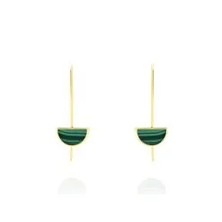 Histoire D'Or Boucles D'oreilles Pendantes Florica Or Jaune Malachite
