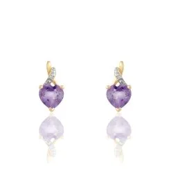 Histoire D'Or Boucles D'oreilles Pendantes Clothilde Or Jaune Amethyste Et Diamant