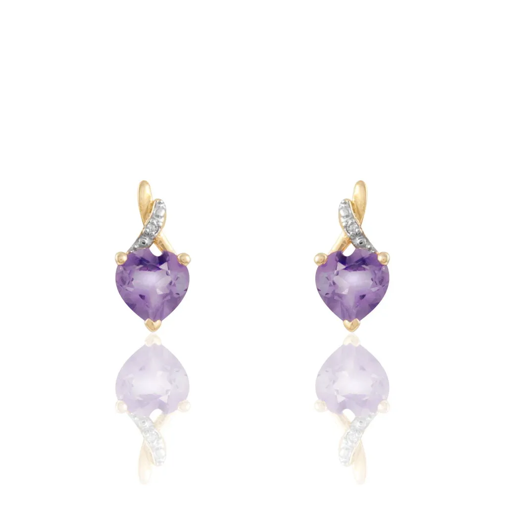Histoire D'Or Boucles D'oreilles Pendantes Clothilde Or Jaune Amethyste Et Diamant 1 Histoire D'Or Boucles D'oreilles Pendantes Clothilde Or Jaune Amethyste Et Diamant