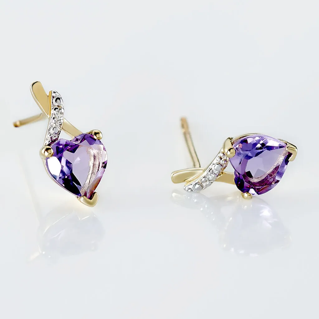Histoire D'Or Boucles D'oreilles Pendantes Clothilde Or Jaune Amethyste Et Diamant 3 Histoire D'Or Boucles D'oreilles Pendantes Clothilde Or Jaune Amethyste Et Diamant – Image 3