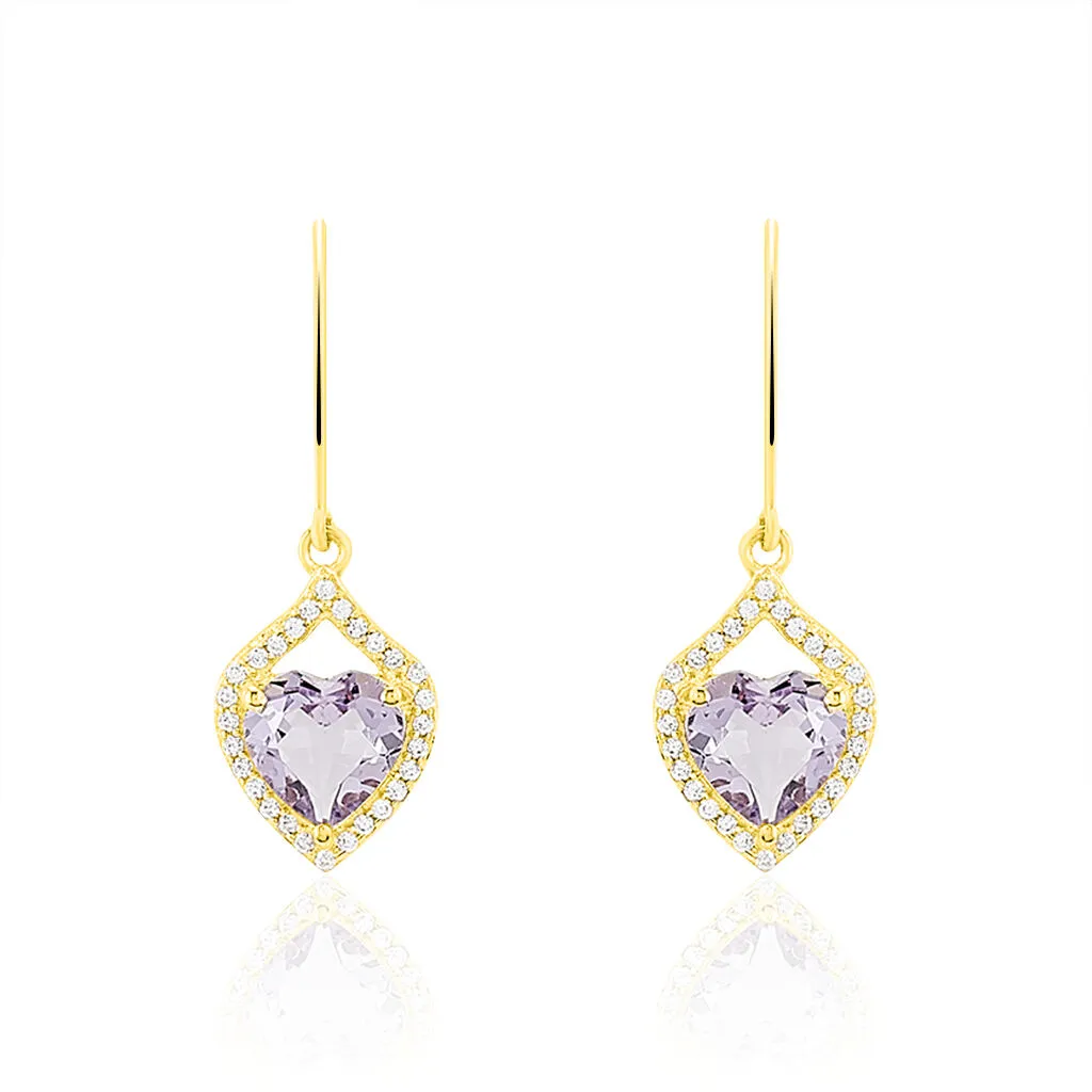 Histoire D'Or Boucles D'oreilles Pendantes Rosaline Or Jaune Amethyste Et Oxyde 1 Histoire D'Or Boucles D'oreilles Pendantes Rosaline Or Jaune Amethyste Et Oxyde