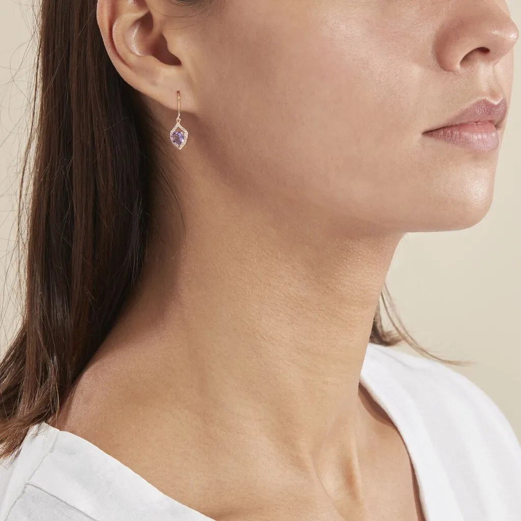 Histoire D'Or Boucles D'oreilles Pendantes Rosaline Or Jaune Amethyste Et Oxyde 4 Histoire D'Or Boucles D'oreilles Pendantes Rosaline Or Jaune Amethyste Et Oxyde – Image 4