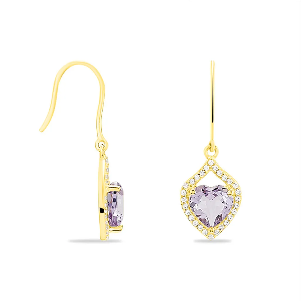 Histoire D'Or Boucles D'oreilles Pendantes Rosaline Or Jaune Amethyste Et Oxyde 2 Histoire D'Or Boucles D'oreilles Pendantes Rosaline Or Jaune Amethyste Et Oxyde – Image 2
