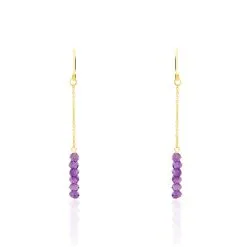 Histoire D'Or Boucles D'oreilles Pendantes Or Jaune Amethyste