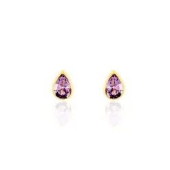 Histoire D'Or Boucles D'oreilles Puces Fassia Or Jaune Amethyste