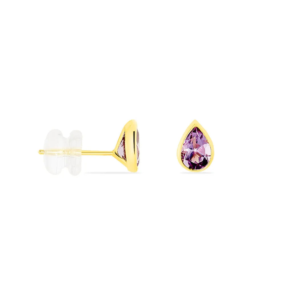 Histoire D'Or Boucles D'oreilles Puces Fassia Or Jaune Amethyste 2 Histoire D'Or Boucles D'oreilles Puces Fassia Or Jaune Amethyste – Image 2
