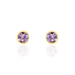 Histoire D'Or Boucles D'oreilles Puces Parmeclos Or Jaune Amethyste