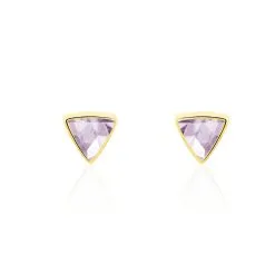 Histoire D'Or Boucles D'oreilles Puces Juliete Or Jaune Amethyste